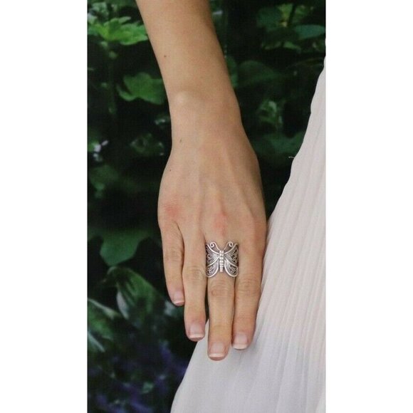 Sterling Silver Butterfly Band Ring Size 9 1/2 - Picture 2 of 7